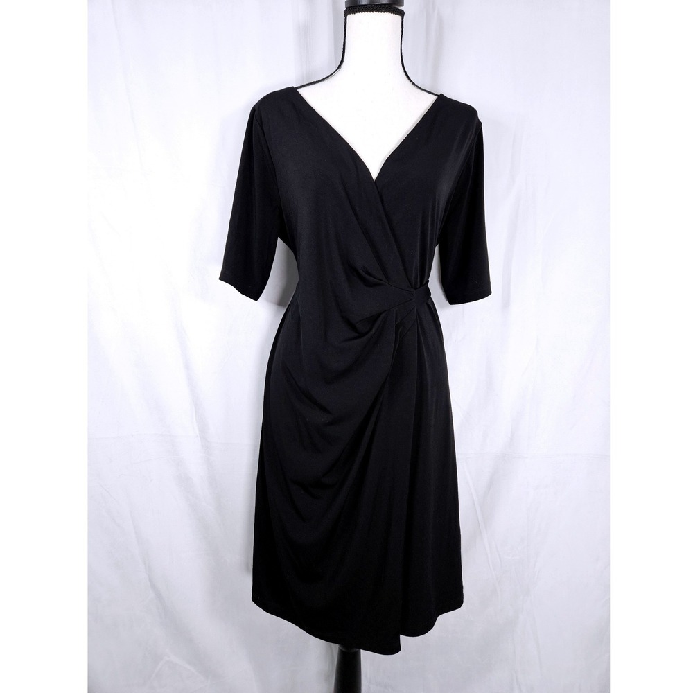 Motherhood Maternity Large Black Wrap Short Sleeve Nursing Dress